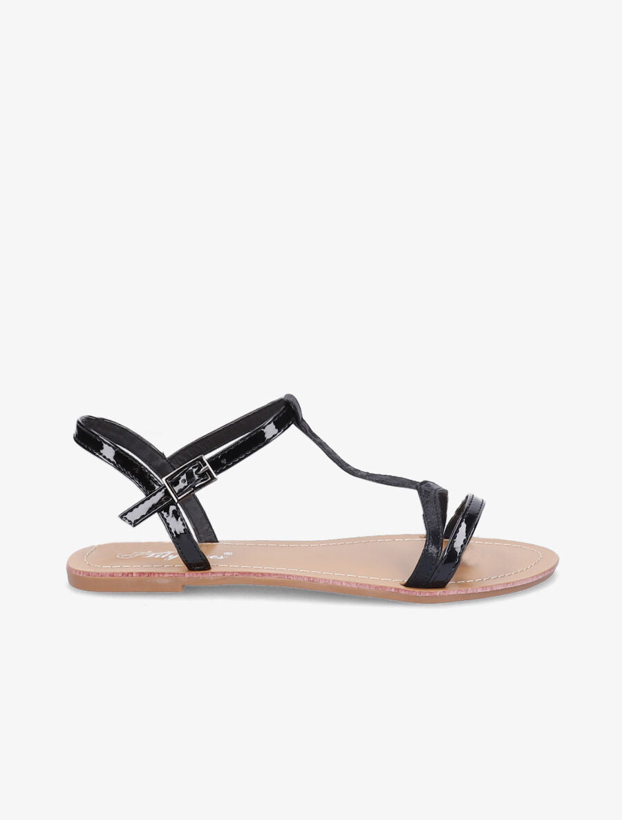 Nu-pieds à bride en T irisée - Noir - 2