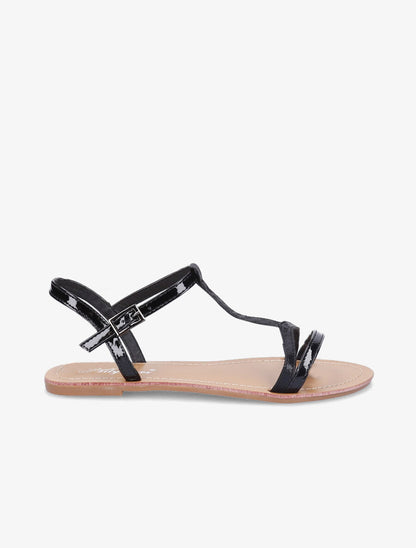 Nu-pieds à bride en T irisée - Noir - 2