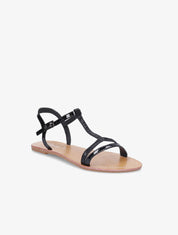 Nu-pieds à bride en T irisée - Noir - 1