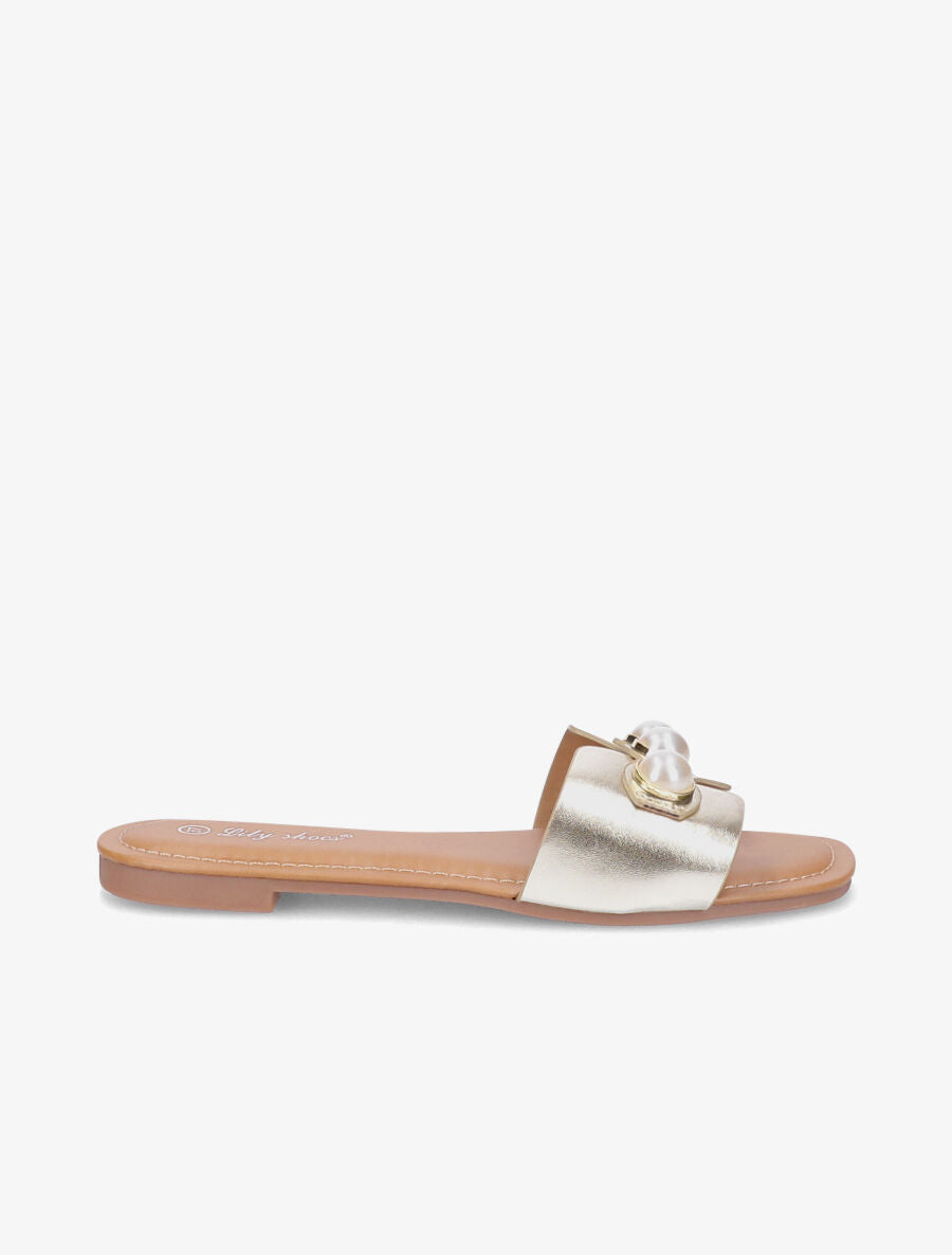 Mules stylisées à perles - Or - 1
