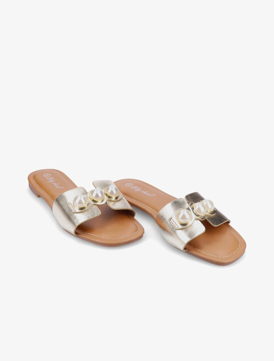 Mules stylisées à perles - Or - 4