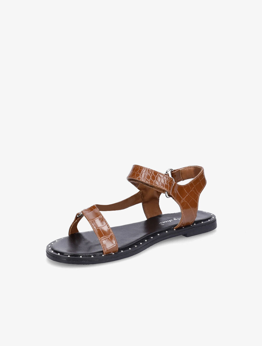 Nu-pieds à sangles effet croco - Camel - 3