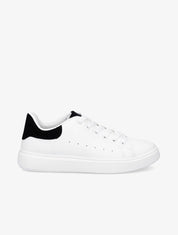 Sneakers à contrefort et languette en suédine - Blanc/noir - 5