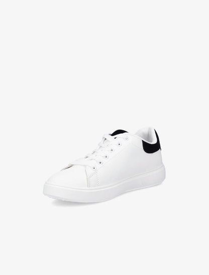 Sneakers à contrefort et languette en suédine - Blanc/noir - 3