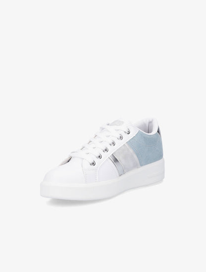 Sneakers bimatière et à bande irisée - Blanc/bleu layette - 3
