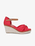 Sandales compensées à détail noeud - Rouge - 1