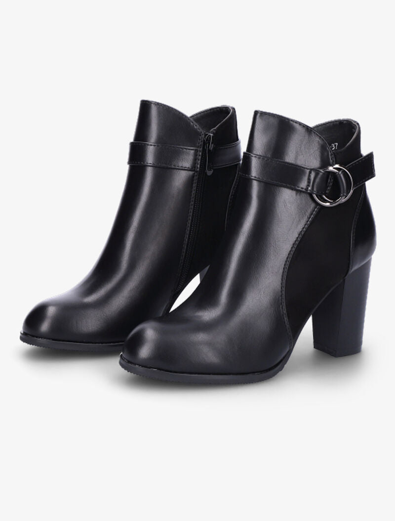 Bottines bi-matière à bride à boucle - Noir - 4