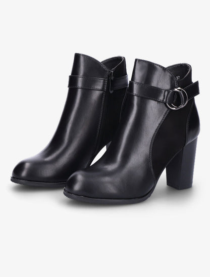 Bottines bi-matière à bride à boucle - Noir - 4