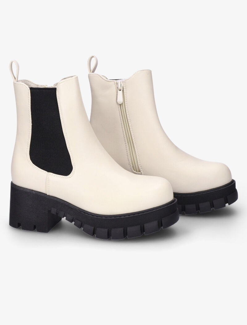 Boots à plateforme crantée - Beige - 1