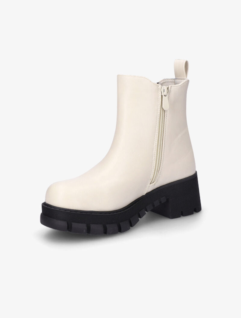 Boots à plateforme crantée - Beige - 4