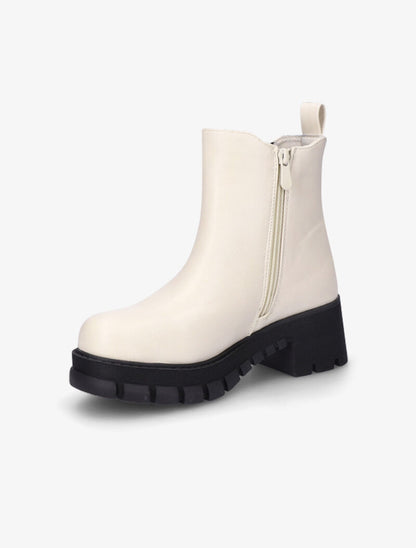 Boots à plateforme crantée - Beige - 4