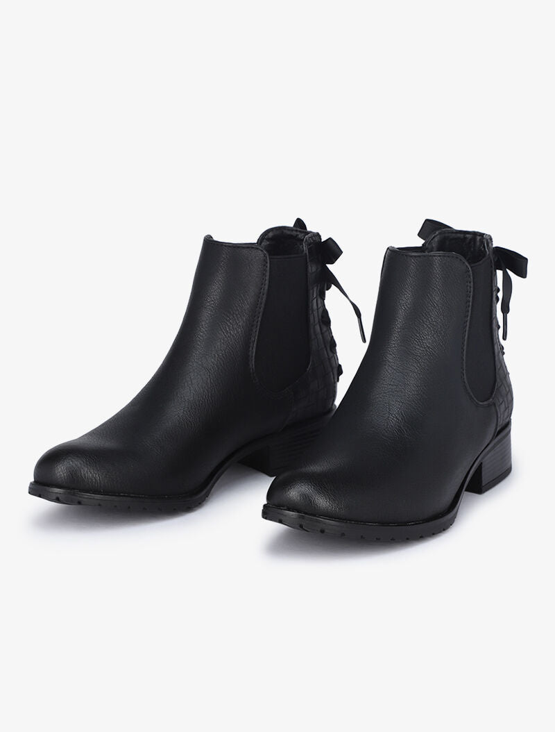 Chelsea boot à contrefort croco à corsage - Noir - 4