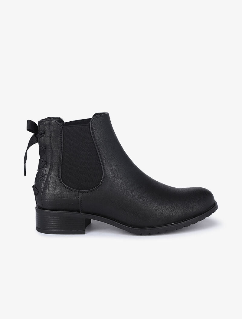 Chelsea boot à contrefort croco à corsage - Noir - 1