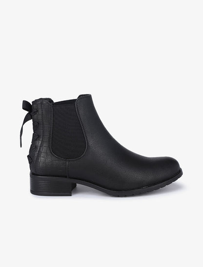 Chelsea boot à contrefort croco à corsage - Noir - 1