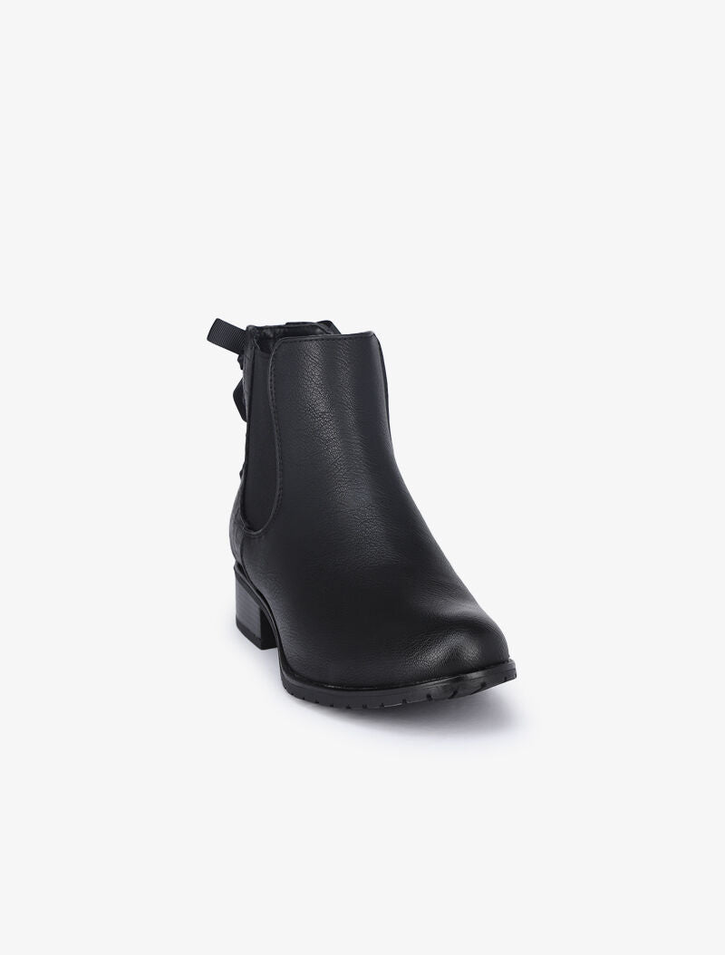 Chelsea boot à contrefort croco à corsage - Noir - 2