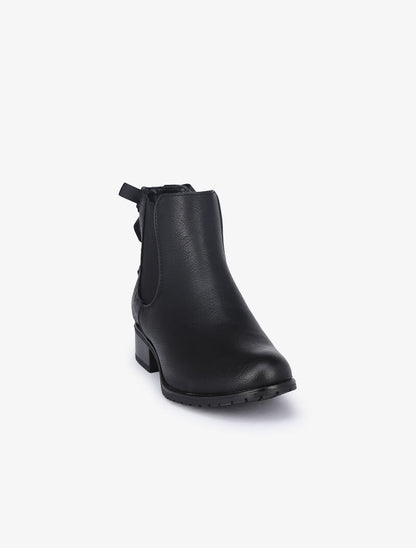 Chelsea boot à contrefort croco à corsage - Noir - 2