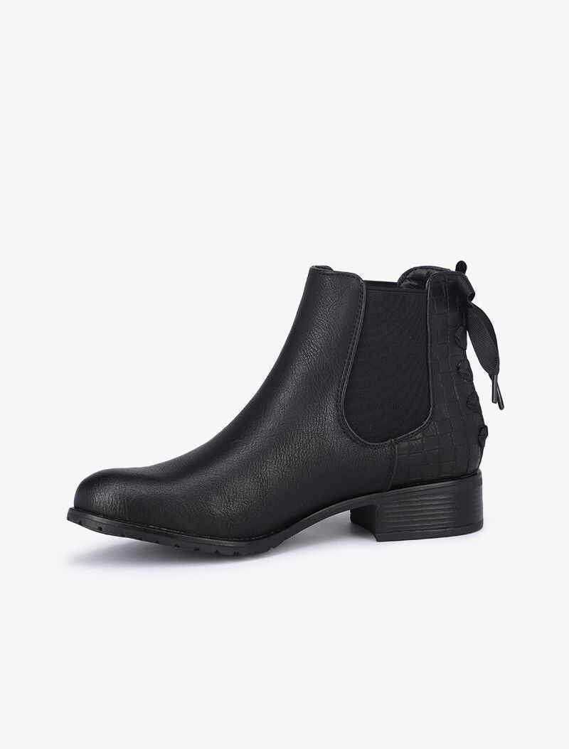Chelsea boot à contrefort croco à corsage - Noir - 3