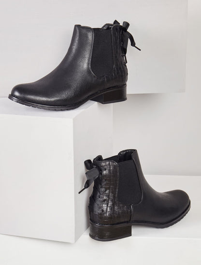 Chelsea boot à contrefort croco à corsage - Noir - 5