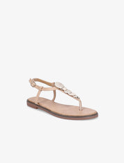 Nu-pied brides à médailles dorées - Beige - 5
