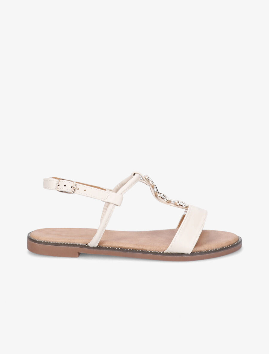 Nu-pieds brides à chaînes - Écru - 2