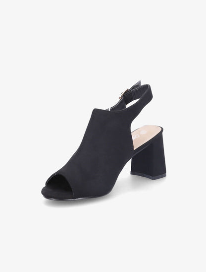 Sandales à talons et ganse bi-matière - Noir - 3