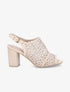 Sandales à talons ganse en tissu et suédine style voronoï - Beige - 1