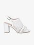 Sandales à talons ganse en tissu et suédine style voronoï - Blanc - 1