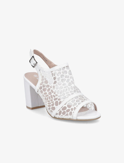 Sandales à talons ganse en tissu et suédine style voronoï - Blanc - 2