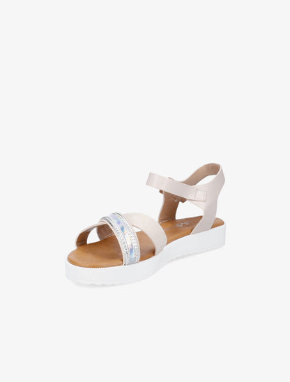 Sandales bi-matière à bride holographique - Beige - 3