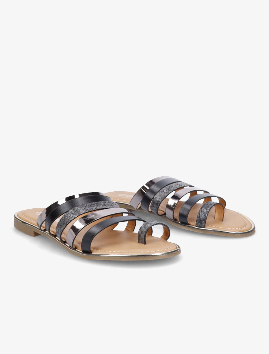 Nu-pied bi-matière multibrides - Noir - 5