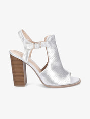 Sandales à talons en simili perforé irisé - Argent - 5
