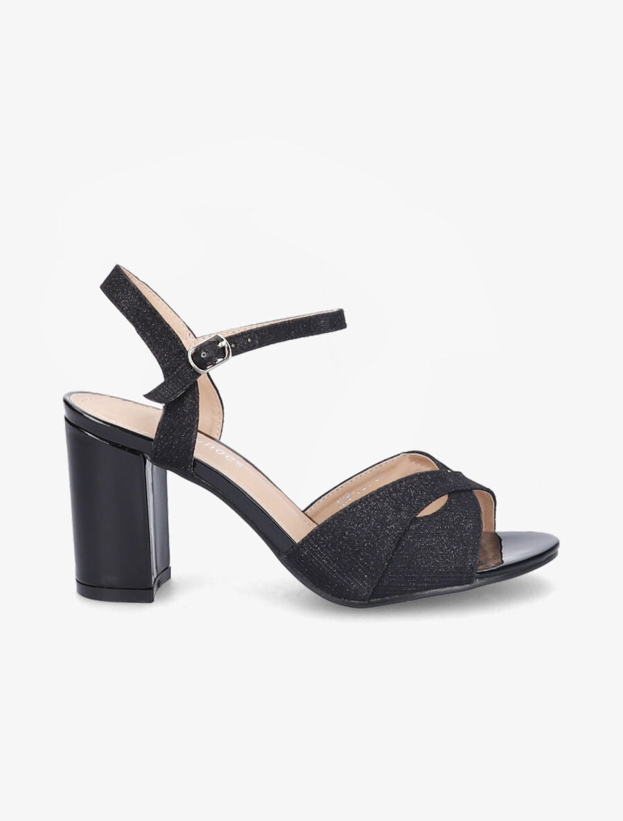 Sandales à brides croisées pailletées - Noir - 1