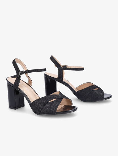 Sandales à brides croisées pailletées - Noir - 4