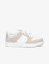 Sneakers bicolore en simili et suédine - Beige - 1