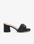 Mules en raphia à boucle style écailles - Noir - 1
