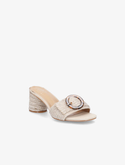 Mules en raphia à boucle style écailles - Beige - 2