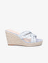 Mules à talons compensés en raphia - Bleu ciel - 1