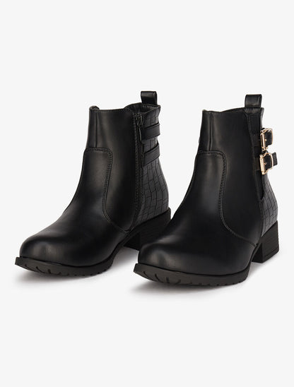Bottines bi-matière à double sangles - Noir - 1