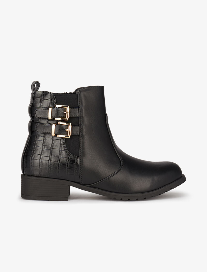 Bottines bi-matière à double sangles - Noir - 2