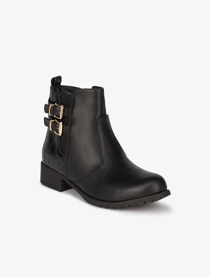 Bottines bi-matière à double sangles - Noir - 3
