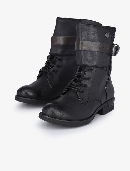 Boots style rangers à contrefort clouté - Noir - 1