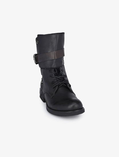 Boots style rangers à contrefort clouté - Noir - 3