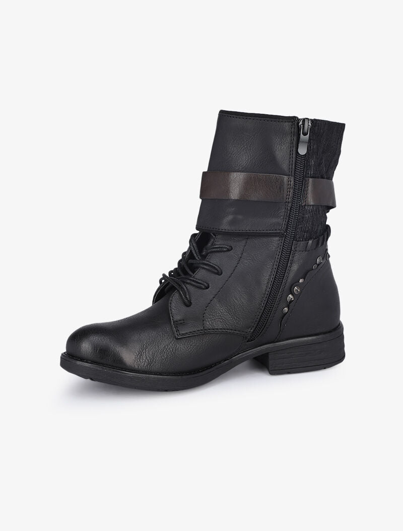 Boots style rangers à contrefort clouté - Noir - 4
