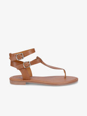 Nu-pieds en simili à double brides - Camel - 1