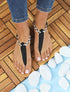 Nu-pieds en simili à bride tressée irisée - Noir - 1