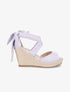 Espadrilles à talons compensés et liens en suédine - Lilas - 1
