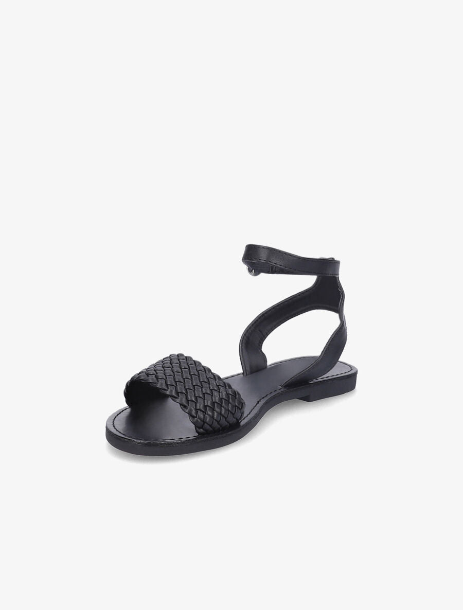 Nu-pieds à ganses tressées effet osier - Noir - 3
