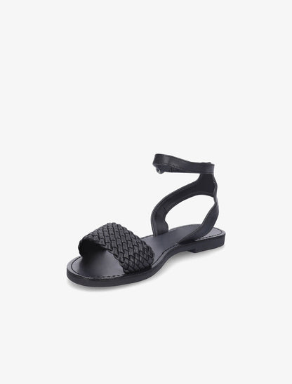 Nu-pieds à ganses tressées effet osier - Noir - 3