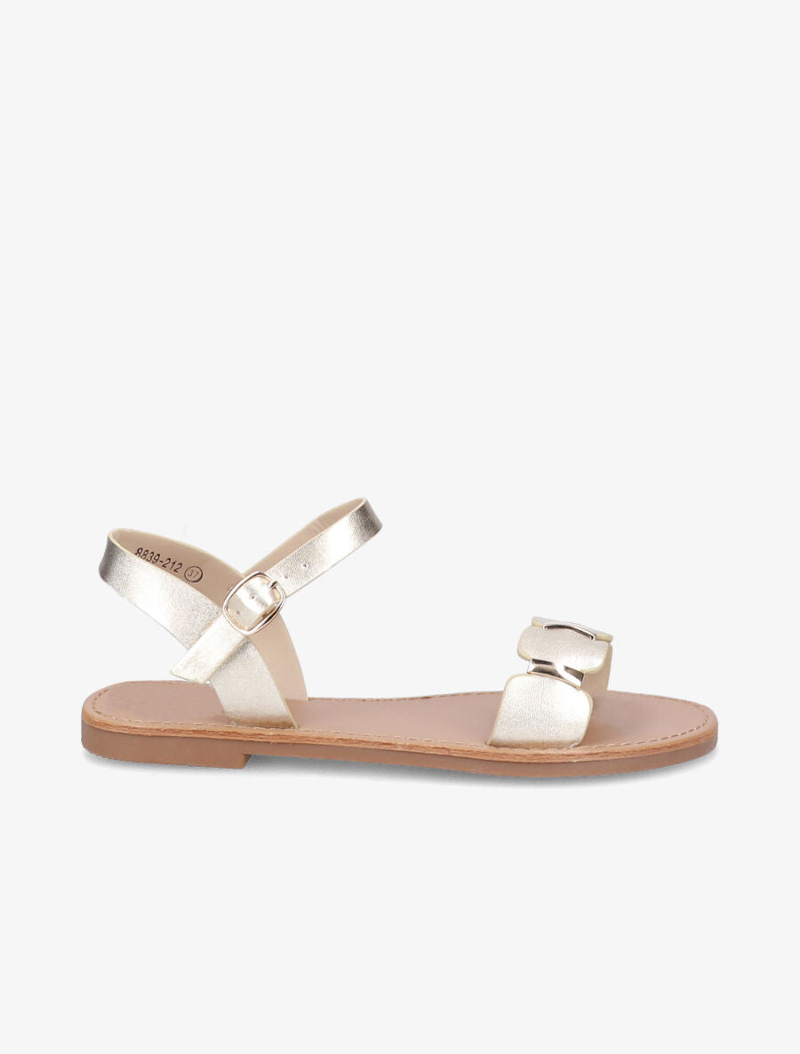 Nu-pieds à ganses stylisées à détail métallique - Or - 2