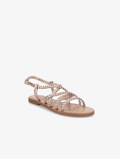 Sandales plates tressées - Rose gold - 1